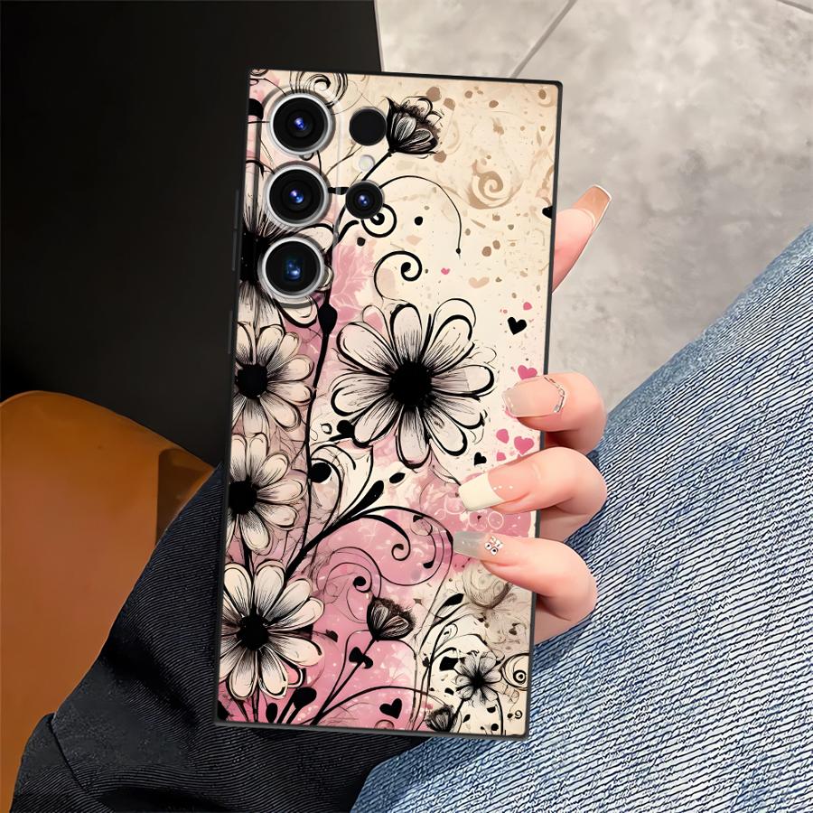 Retro Floral Pattern Funda Phone Cover Case for Samsung Galaxy S26 Ultra S23 Note 20 8 9 10 S10 S9 S20 Ultra S25 Plus S21 FE S24