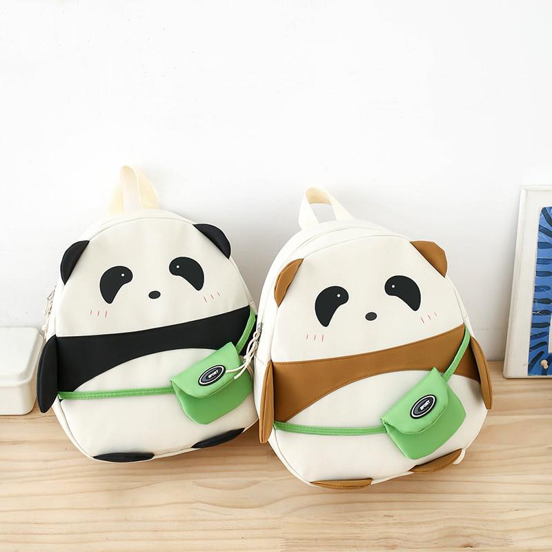 Kids Panda Cartoon School Backpack Lightweight Nylon For Preschool Unisex
