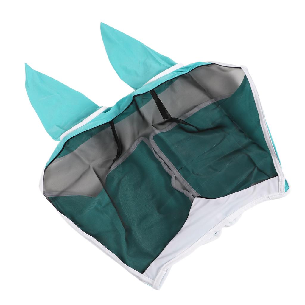 Mesh Horse Fly Mask Elastic UV Protection Detachable Breathable Horse Fly Mask with Ears for Horses Blue Green L