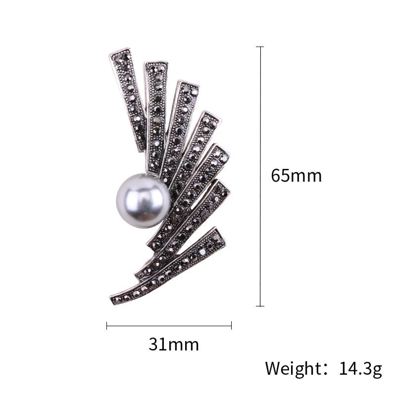 Black Enamel Brooches Women Men Metal Pearl Plants Leaves Party Brooch Girls' Bag Hat Accessories Jewelry Decoration