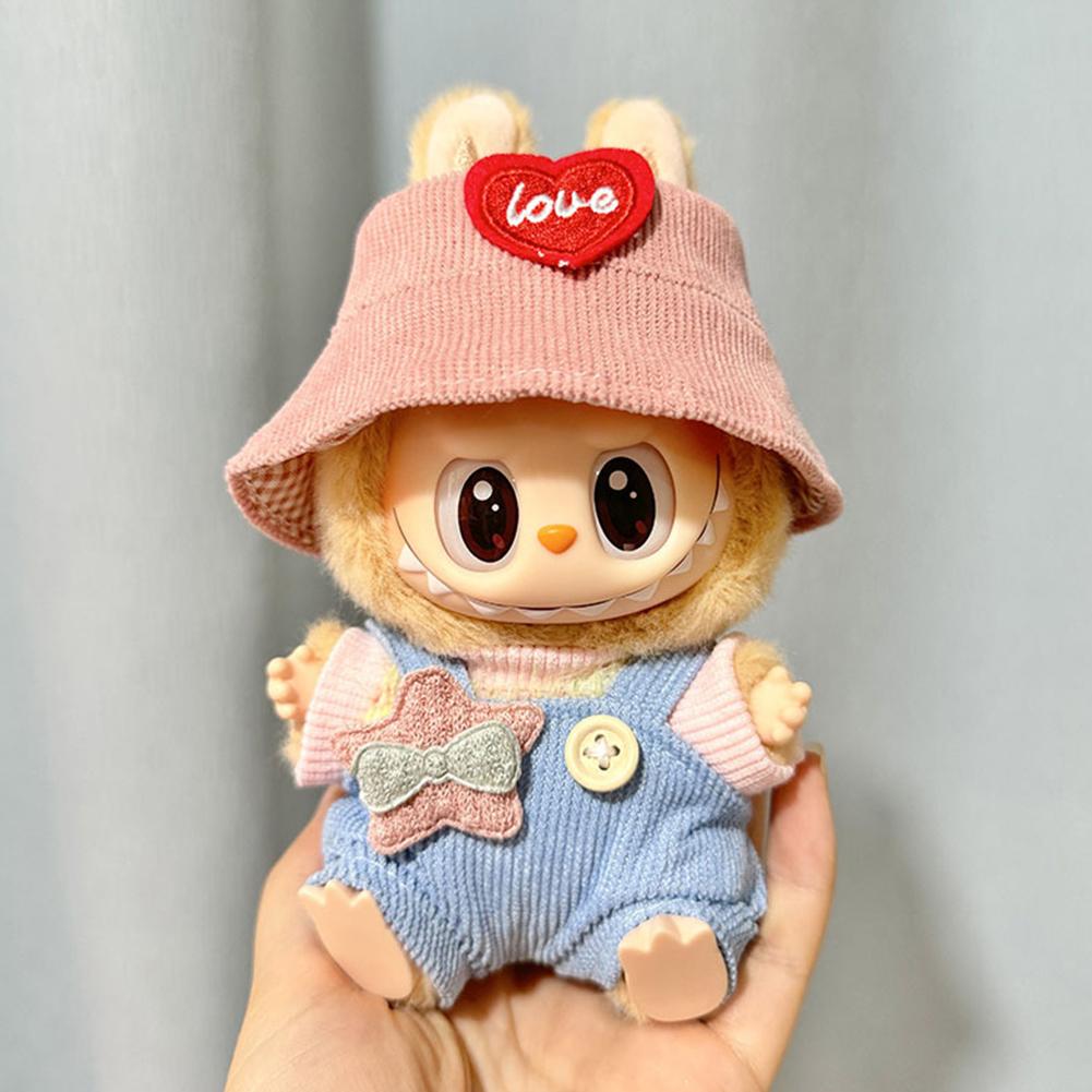 Mini Plush Doll'S Clothes For Labubu 17cm Doll Sitting Party Clothing Overall Set Outfit Accessories Kawaii Sweater Jk Skirt Set