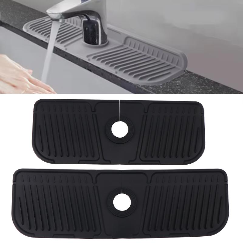 Kitchen Silicone Faucet Mat Bathroom Drain Soap Box Free Punch Drain Rack Washing Table Soap Tray Countertop Protector