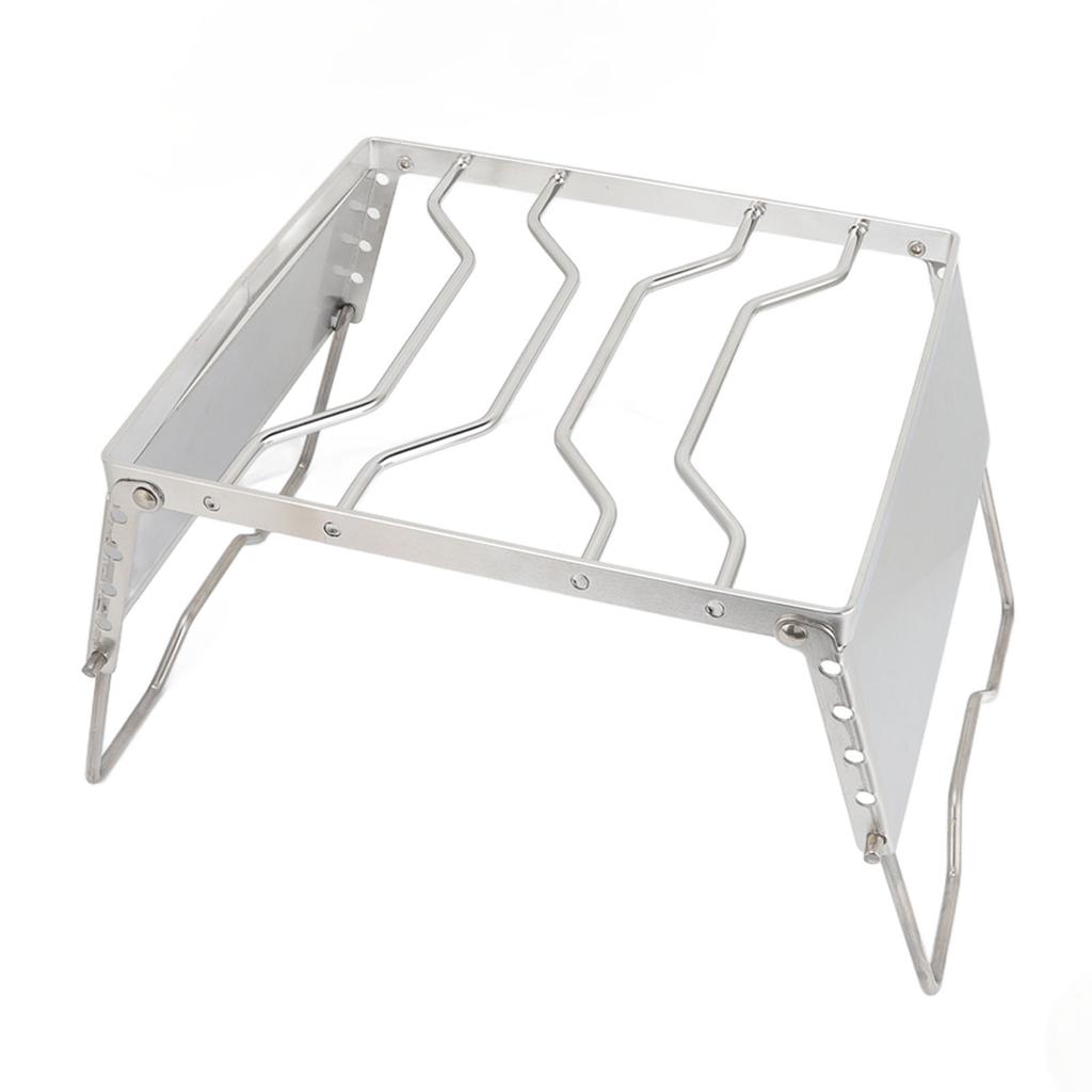 Stove Stand Rack Stainless Steel Silver Foldable Multifunctional Portable Picnic Pot Bracket for Camping Traveling