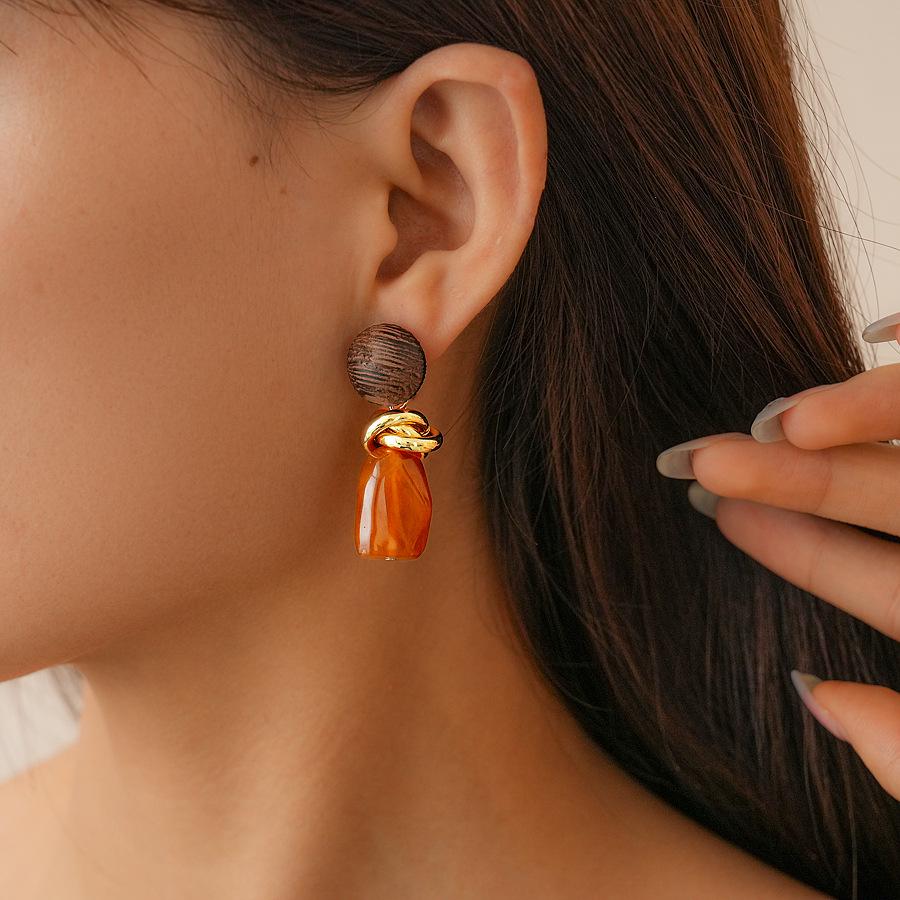 European Retro Geometric Resin Wrapped Earrings: High-End Autumn Winter Style for Women