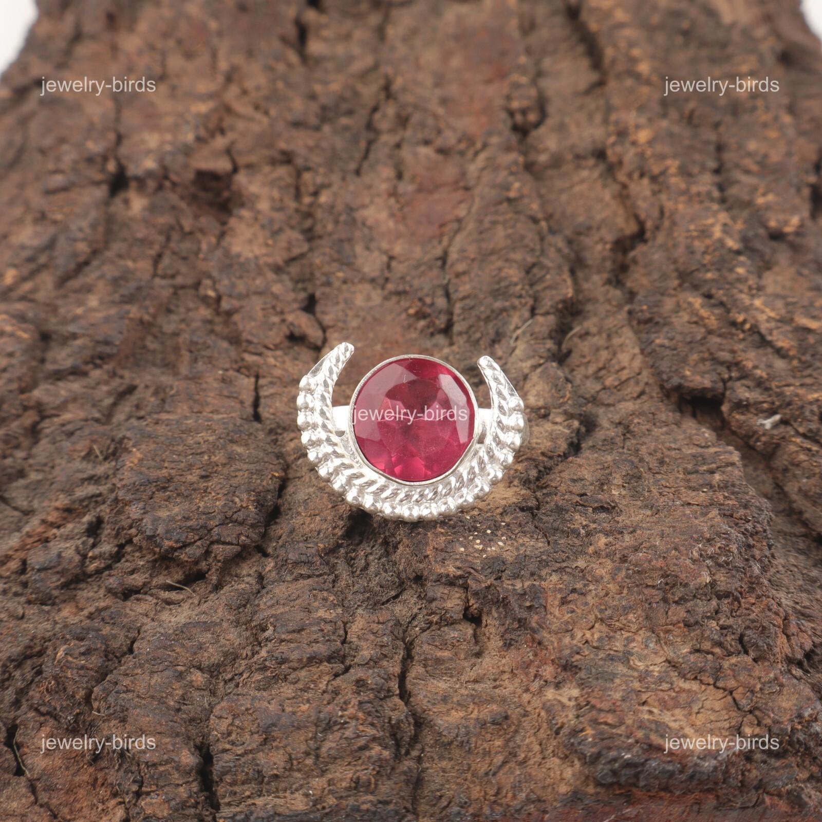 

Круглый камень розового турмалина Заявление Новое штабелируемое кольцо обещания Стерлинговое серебро RR-48-11 15