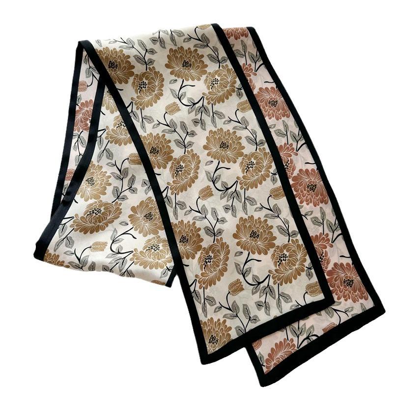 Mulberry Silk Silk Scarf Spring and Summer Long Double-layer Double-sided Temperament Gentle Silk Scarf Thin and Narrow Long Scarf Streamer