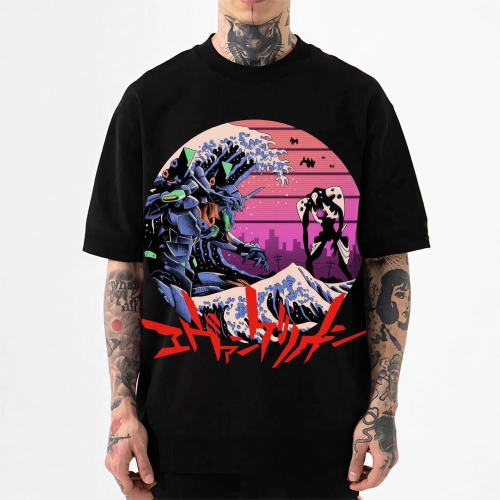 

2026 New Neon Genesis Evangelion Print T-shirt Short Sleeve T-shirt Men s and Women s T-shirt Men s Tops Harajuku Streetwear 5XL різнокольоровий