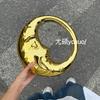 Acrylic Moon Shape Handbag Women Minimalist Chain Shoulder Bag Small Rigid Box Purse With Lock