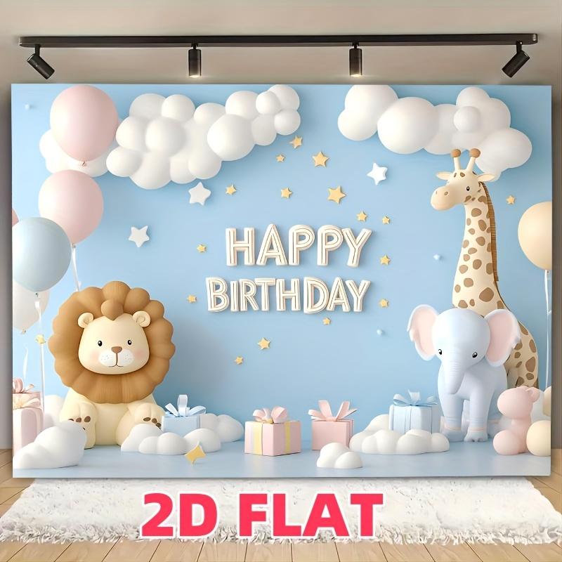 2D plane, 2D single-piece "Happy Birthday" animal gift box background fabric, (1)