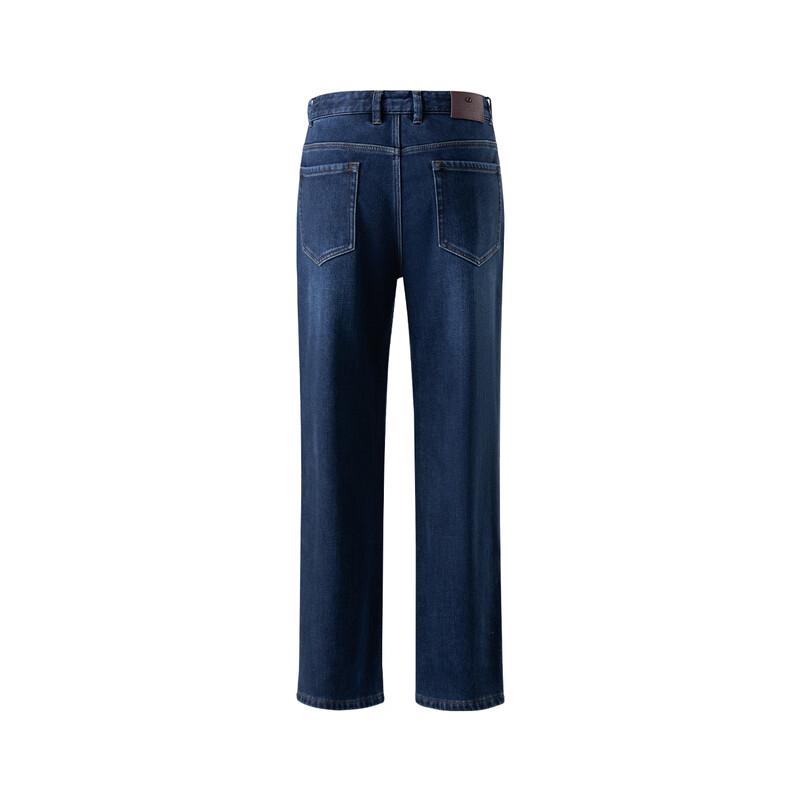 Giovanni Valentino Men's Dark Blue Fleece-Lined Straight Jeans