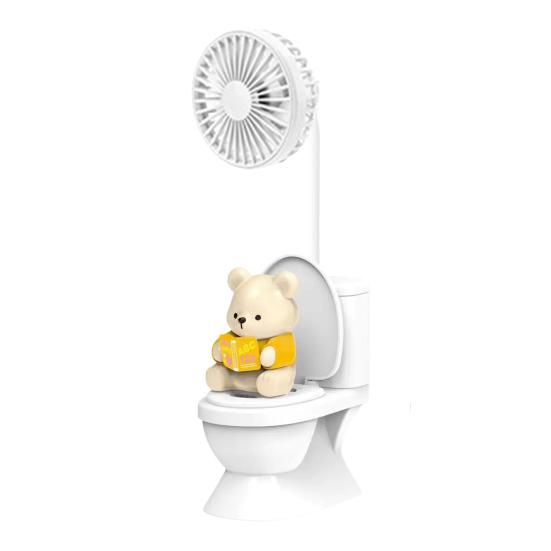 

Toilet-Shaped USB Desk Fan with Pen Holder DIY Stickers Cute Mini Cooling Fan for Office Home Flexible Gadget Gift for Desk Decor B