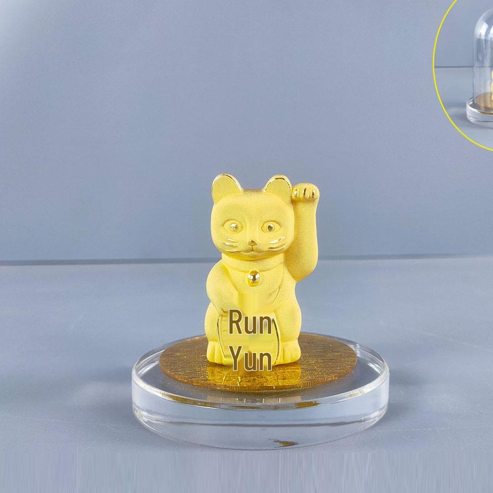 Flocking Gold Lucky Cat Ornament: Attract Wealth and Fortune Home Decor