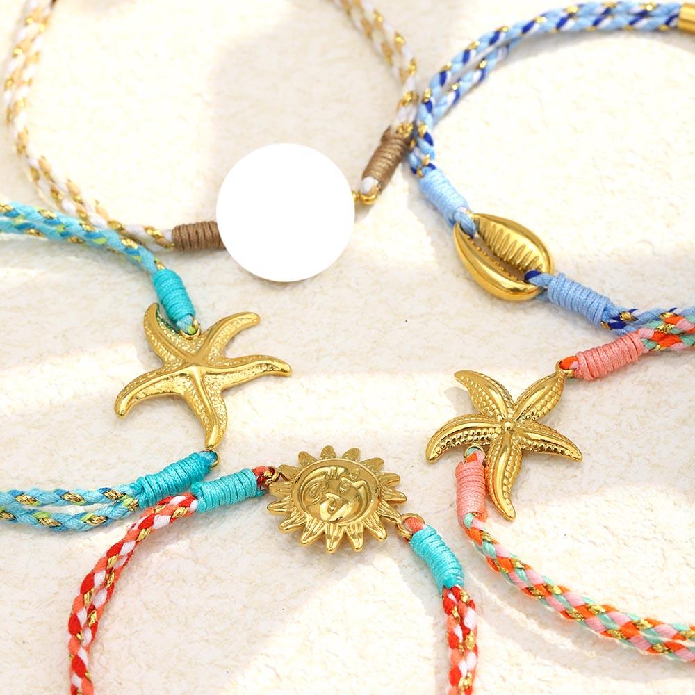 MamacitaSlay Bracelet en Corde Tressée à la Main Style Océan en Acier Inoxydable 316L Plaqué Or 18K Bijoux Étanche Bracelet pour Femme Cadeaux