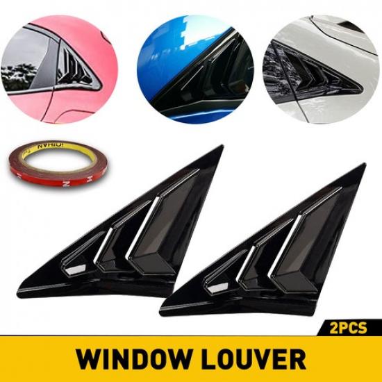 2X Quarter Window Louver Cover For Honda 2016- Civic Rear Side Glossy Black