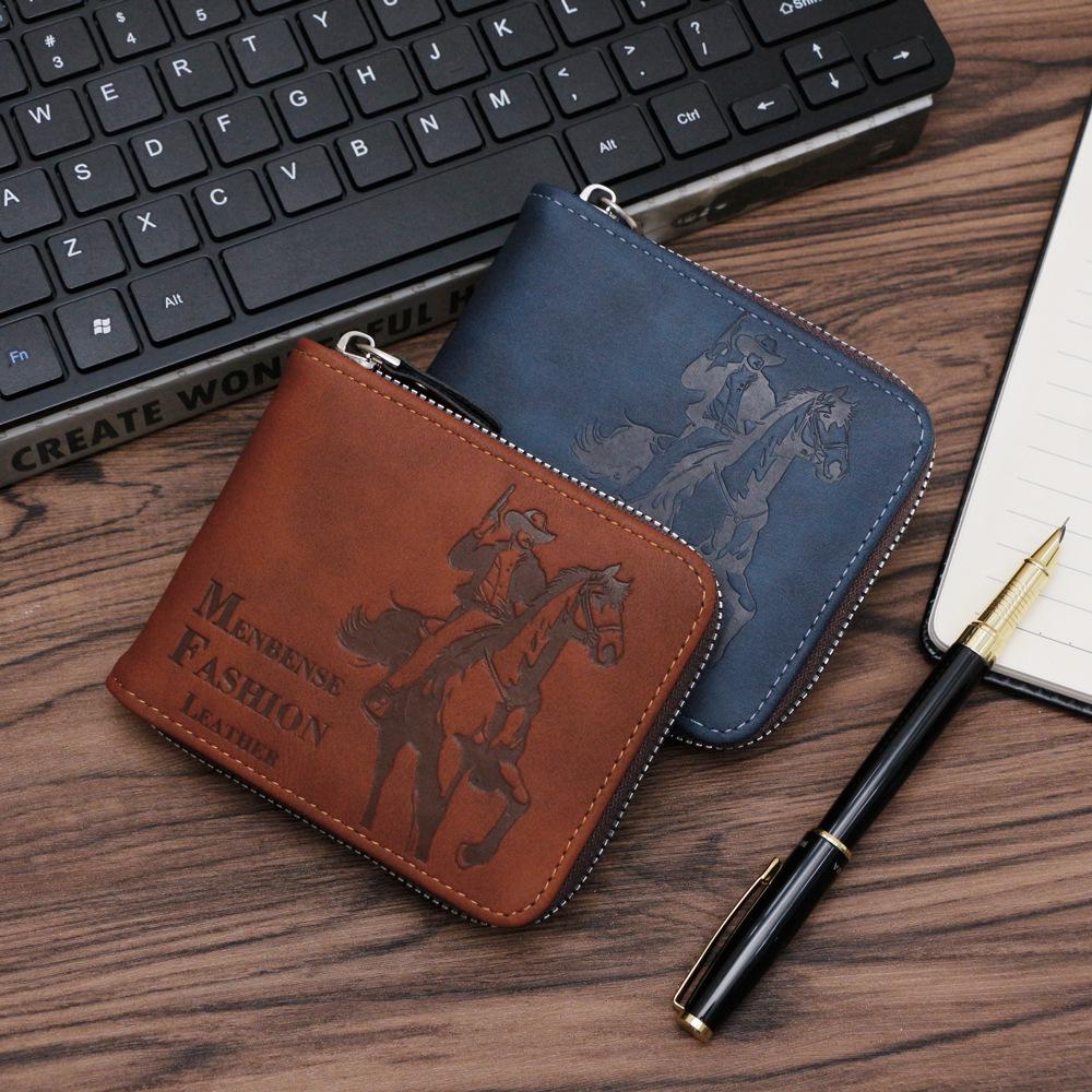 Cross-Border Trend Hunter Men's Short Tri-Fold Wallet with Large Capacity Coin Purse