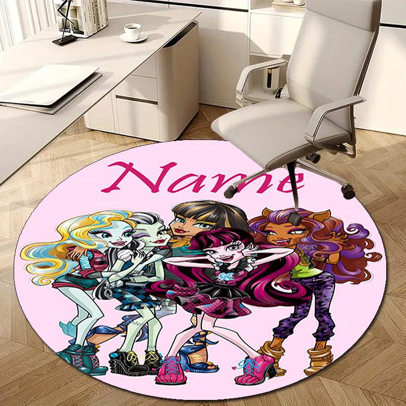 Personalized M-Monster High Draculaura Round Chair Office Rug - Perfect for Mat, Office Chair & More - Ideal Gift for Birthdays and Holidays