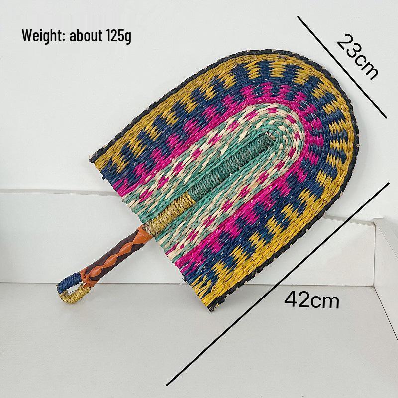 Vietnamese Seaweed Straw Fan: African-Style Wall Decor & Handheld Palm Leaf Fan