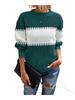 Contrast Colour Striped Knitted Sweater for Women Bell Sleeves Top Women's Round Neck Luxurious Relaxed-fit Slimming and Versatile Top