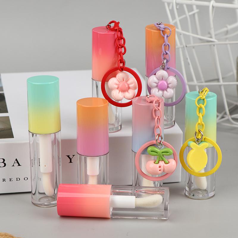 Refillable Lip Glaze Bottle with Keychain – Empty Gradient Tube for Liquid Lip Gloss or Samples