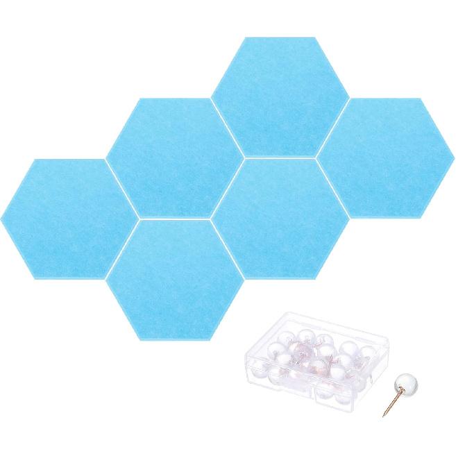 PATIKIL Felt Bulletin Board, 12"x10", 6 Packs Self Adhesive Hexagon Felt Tiles for Sound Proofing Wall Panels for Home Office Recording Studio,Game