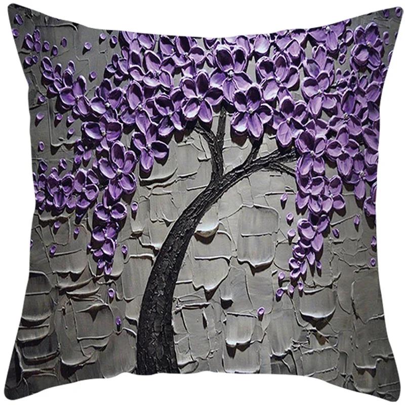 Oil Painting Tree Cushion Cover for Sofa Livingroom Pillow Case Home Decoration % Polyester Vintage Throw Pillow Cover