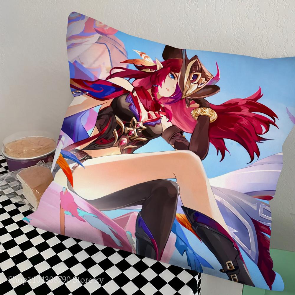 Game Genshin Impact Chasca Pillow Case Square Pillow Bedroom Sofa Leisure Comfort Cushion Car Living Room Home Decoration