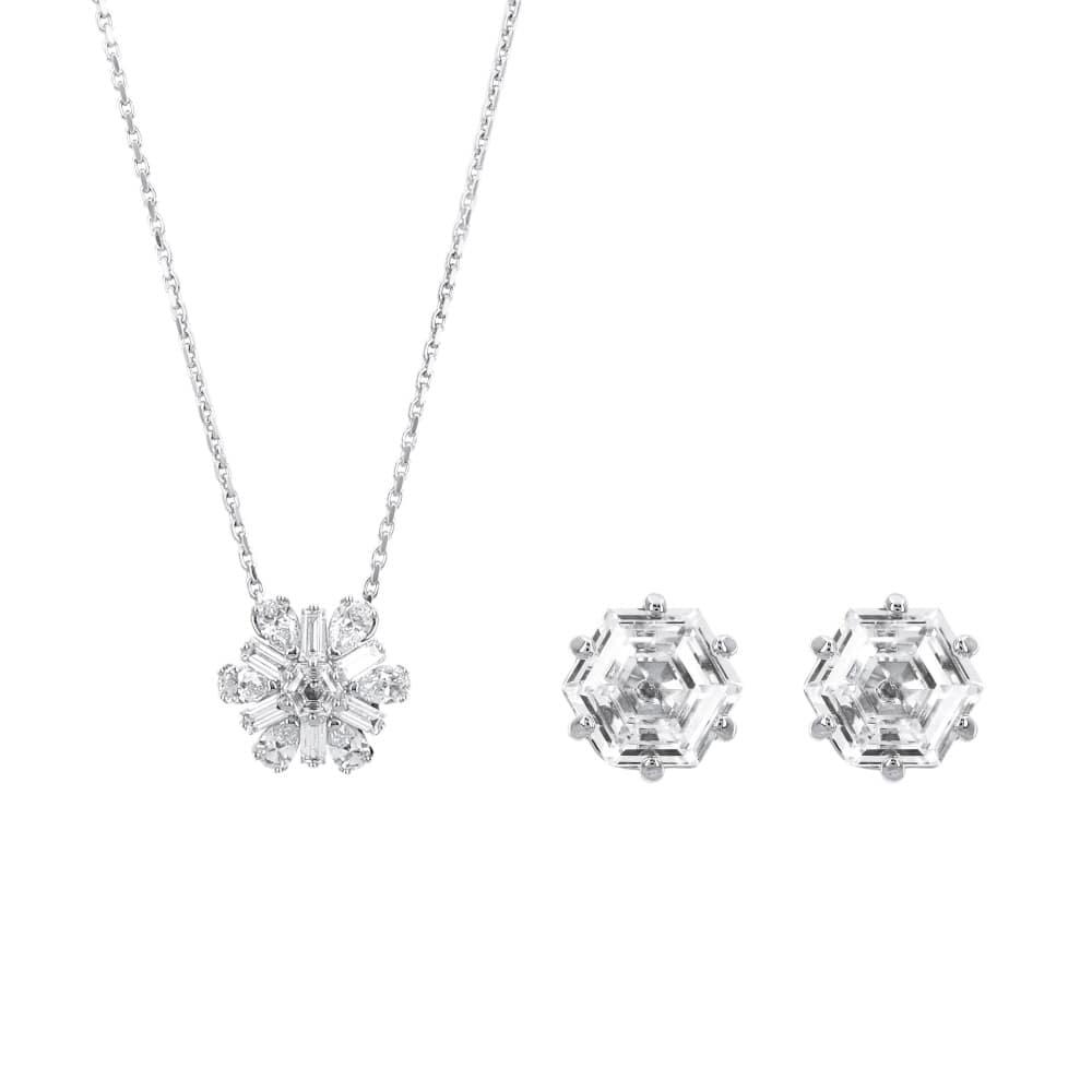 Swarovski 5691486 Idyllia Sneeuwvlok Bloemen Oorbellen Set Ketting 5691486