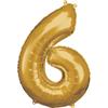 Aluminum Balloon - Number 6 - Gold - 55 X 88 Cm - Inflatable with Helium