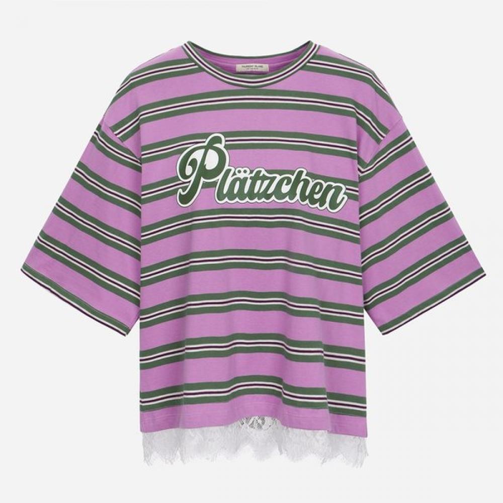 Thursday Island Lace PaTch T shirT T256mTs904w Purple (PU)/FREE