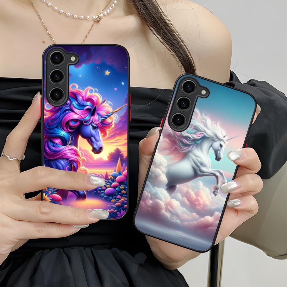 Fantasy Unicorn Mobile Phone Case for Samsung Galaxy S25 S24 S23 S22 S21 Plus FE Ultra Colorful Silicone Cover Cellphones Luxury