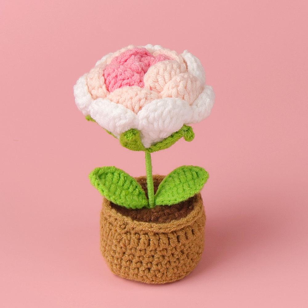 Crochet Sunflowers Potted Cute Knitting Flower Pot Flower Pot Handwoven Plant Car Table Bookshelf Home Decor Gift