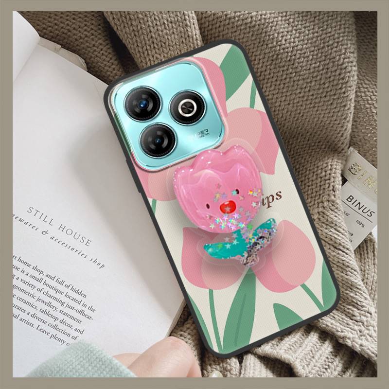 Husă Telefon TPU Design Modă Pentru ZTE Blade A75 4G/Z2359 Anti-șoc Durabil Silicon Suport Cartoon Sclipici Anti-praf