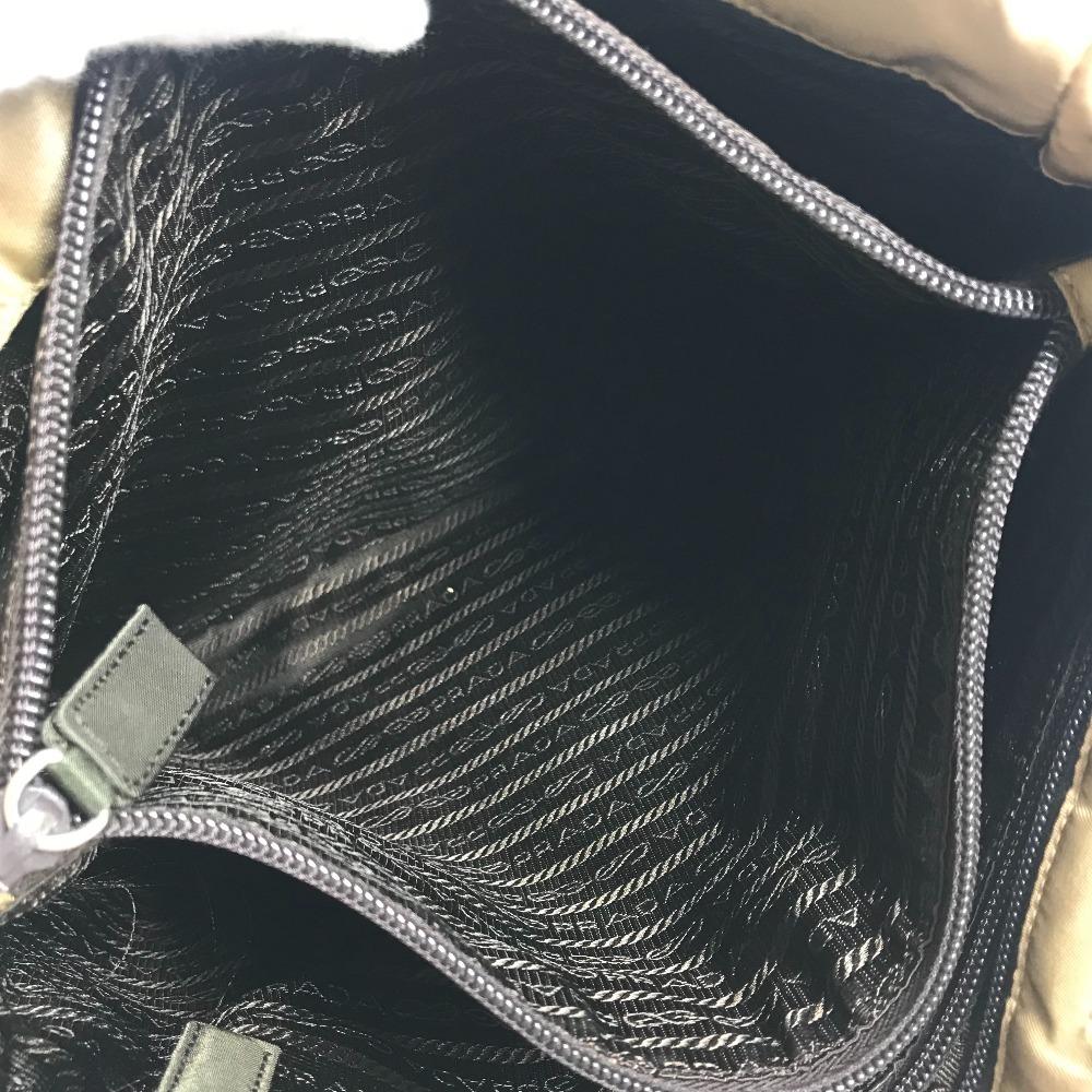 PRADA B9223 triangle logo Vertical Tote Bag Shoulder Bag Nylon Beige