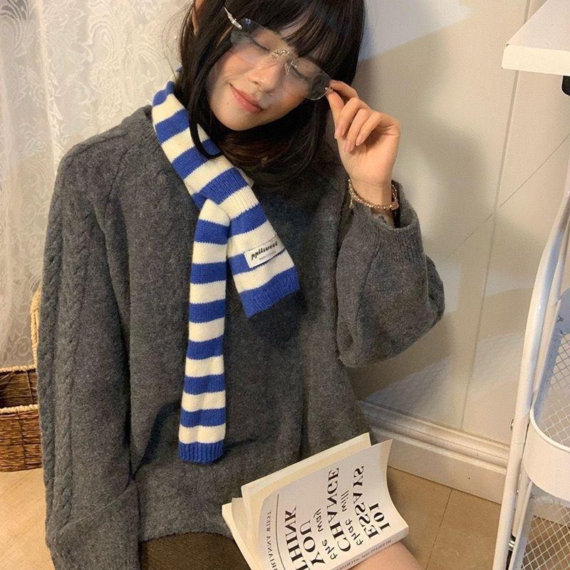 Weicher gestreifter Strickschal Warmer, kuscheliger Stoff Einfaches Etikettendesign Für den Winter, tägliches Tragen, Pendeln