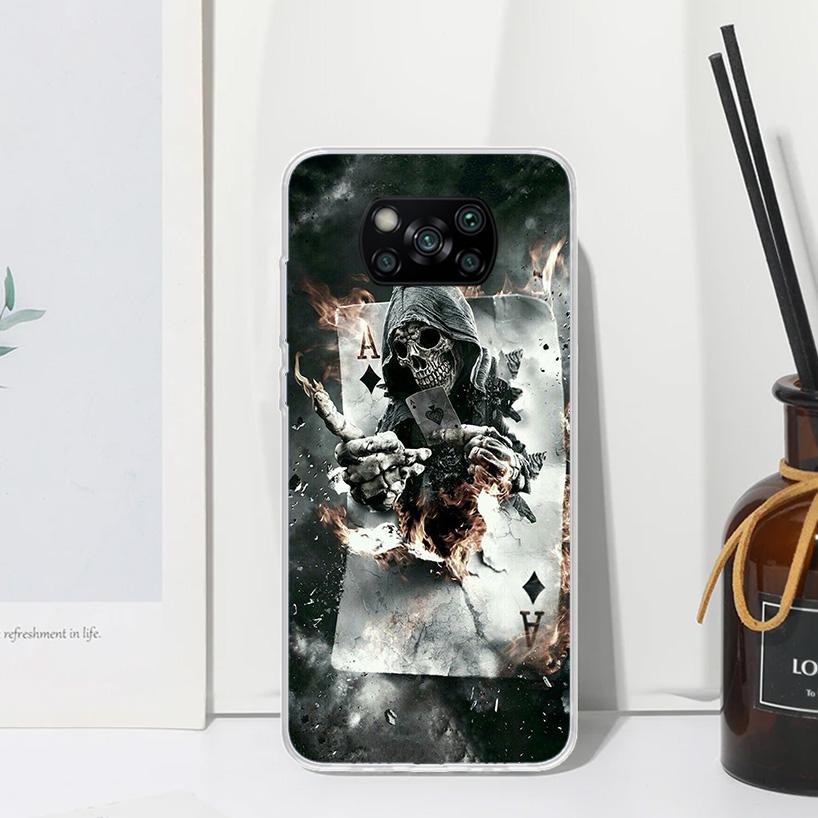 Reaper Skull Skeleton Gun Phone Case For Xiaomi Poco X7 X6 X5 M7 M8 Pro F7 Ultra Redmi 15C 15 13C 13 12C 12 10 10C 10A Art Funda