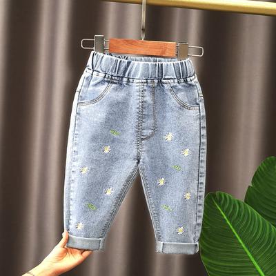 Frühling Kinder Mädchen Baby Lose Gerade Bein Jeans Hosen Outdoor Denim Hosen