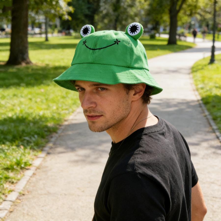 Cute Frog Fisherman Hat, Unisex, Cartoon Soft and Adorable 3D Ears, Summer Outdoor Travel Beach, Daily Outing Sun Hat