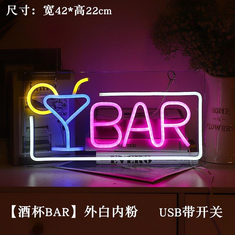 Bar Neonlichtschild Party Neon Weinglas Lampe Wandkunst Schlafzimmer Dekolicht KTV Geschäft Zuhause Schreibtischdeko Neon Nachtlicht
