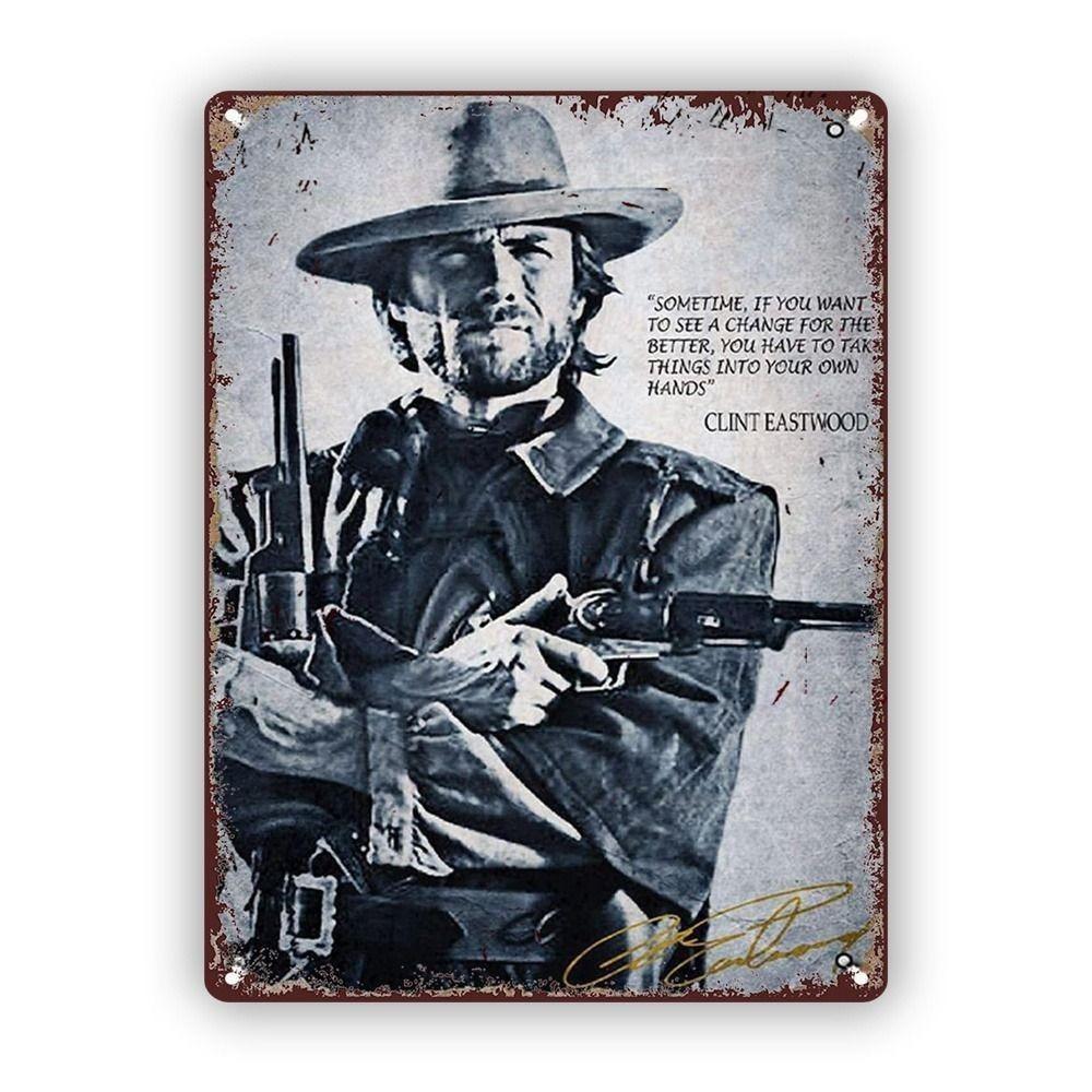 Vintage Cowboy Wall Art Metal Tin Sign Western Decor 20x30cm