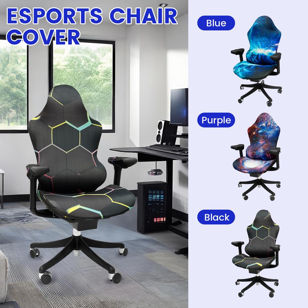 Gaming Chair Cover Printed Stretchable Elastic Office Seat Cover with Back and Armrest Cover Decorative Computer Chair Protector
