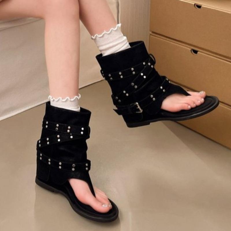 2026 Новый бренд Ретро стиль Остроносые Крутые Ботильоны Вырезанные заклепками Женские Ботильоны Квадратный носок Мелкие Женские Короткие Ботинки 35 чёрный