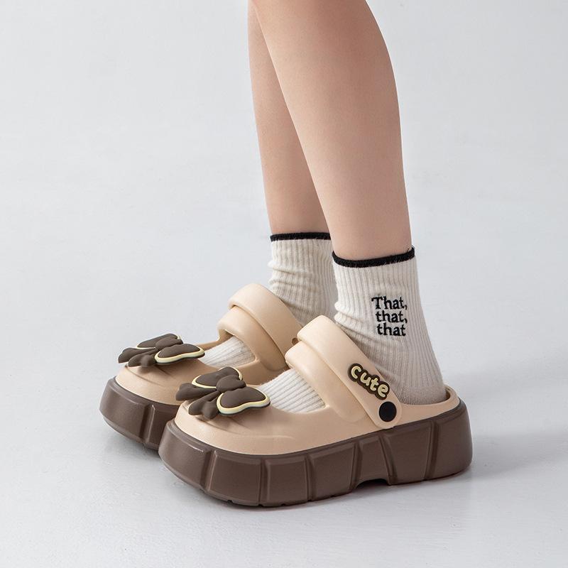 Mary Jane Bag Head Slippers Summer New Wear Non-slip Thick-soled Ins Bow Popular Sandals