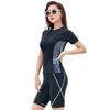 Teddy Fitness Set with Separate Short Sleeve Rash Guard and Swim Women's Swimsuit, 3-Piece Cap, hys2401-D (LL, D Gray)