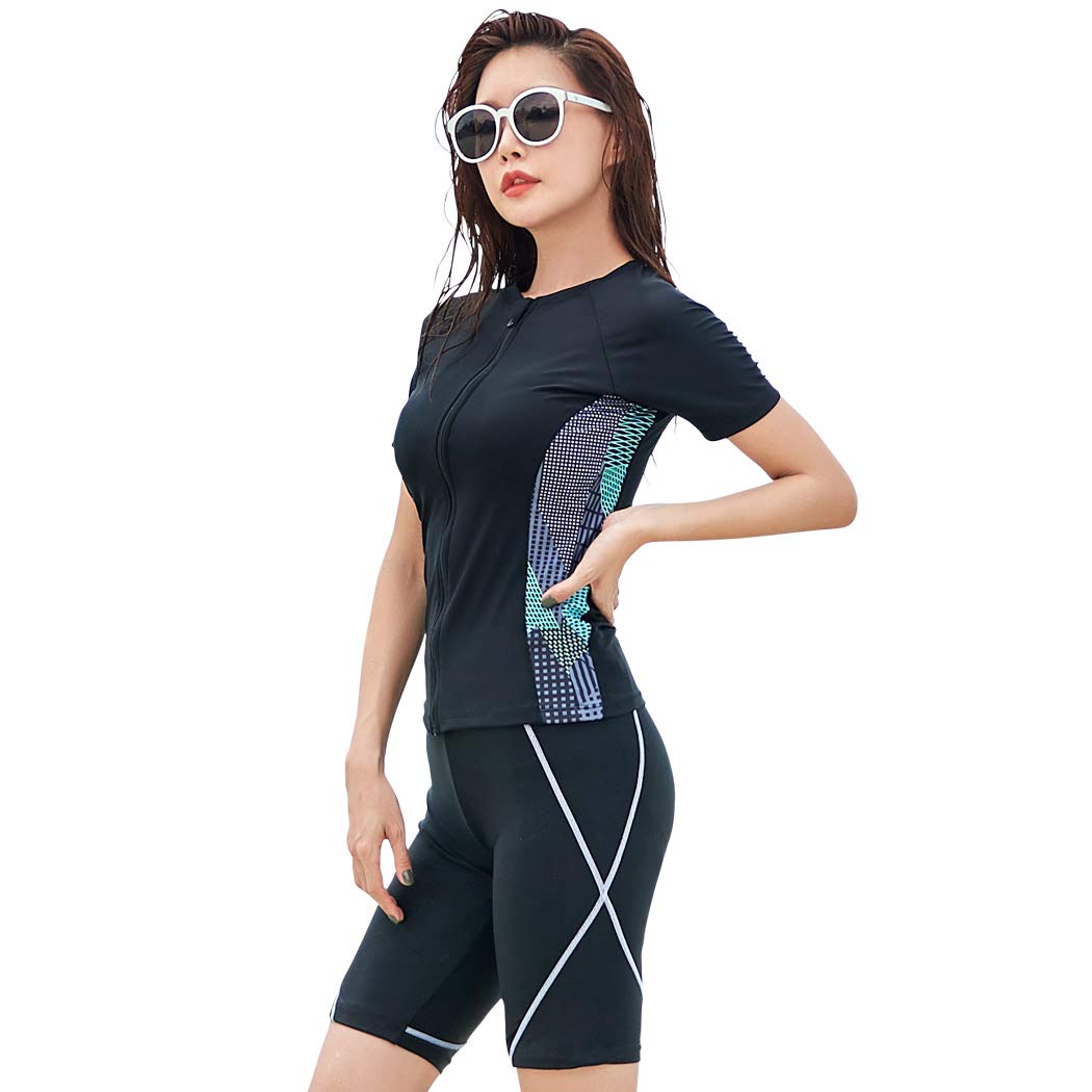 

Комплект для фитнеса Teddy с отдельной рашгардкой с коротким рукавом и купальником для плавания женским, 3 предмета: шапочка, hys2401-D (ЛЛ, Д Грей)