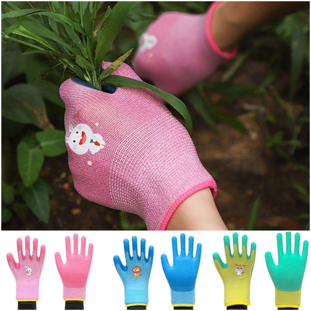 Multi-purpose Kids Work Gloves Cartoon Animal Latex Coated Gloves Durable Gardening Glove  Unisex