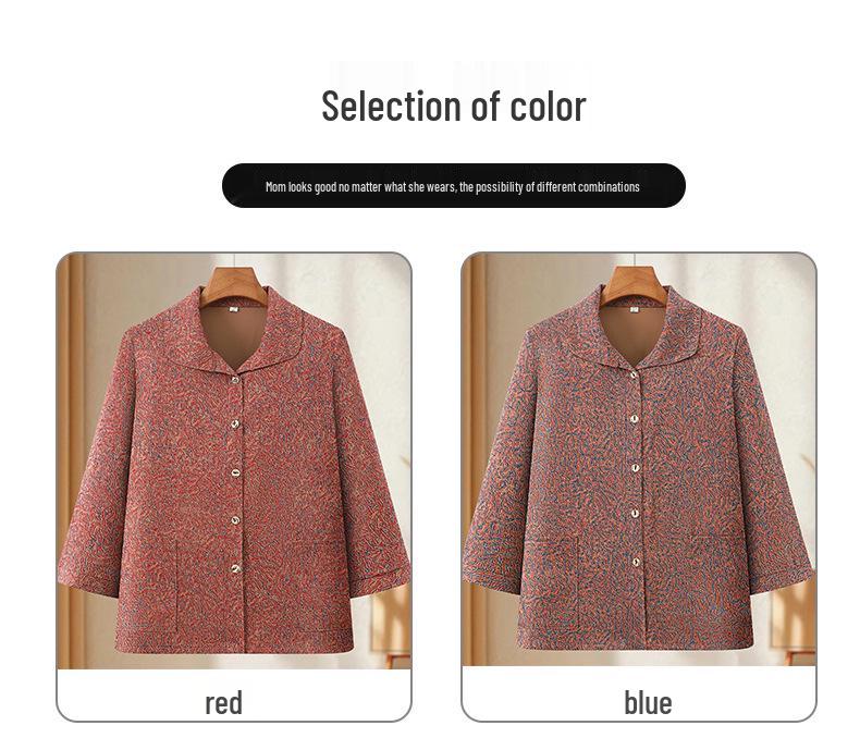 Grandma's Spring Floral Shirt & Autumn Lapel Jacket - Stylish Cardigan for Middle-Aged & Elderly Women