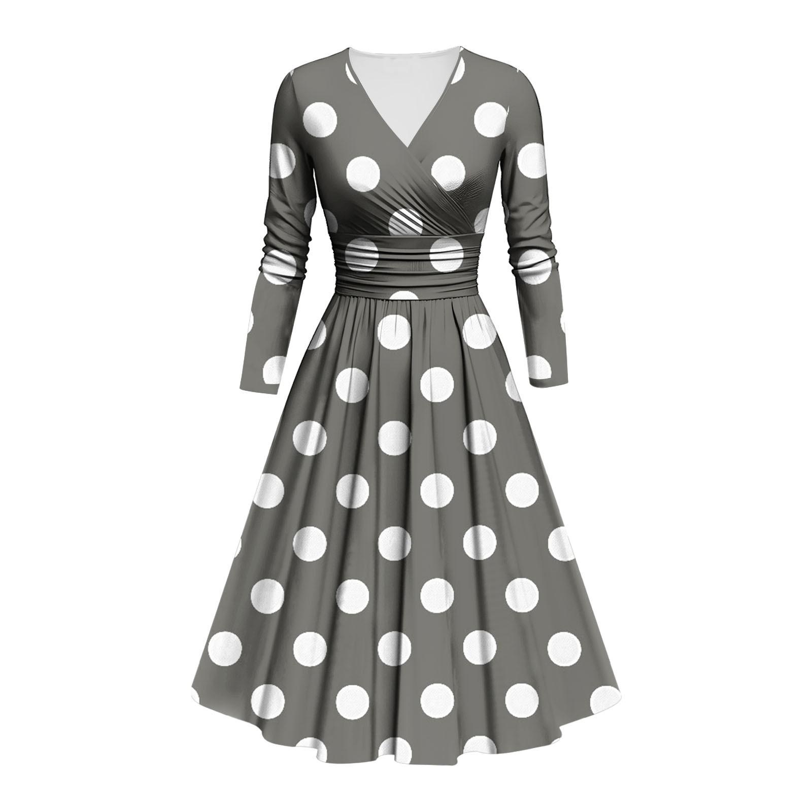 

Женское модное облегающее платье с V-образным вырезом, длинными рукавами и оборками в горошек, повседневное платье XXXL