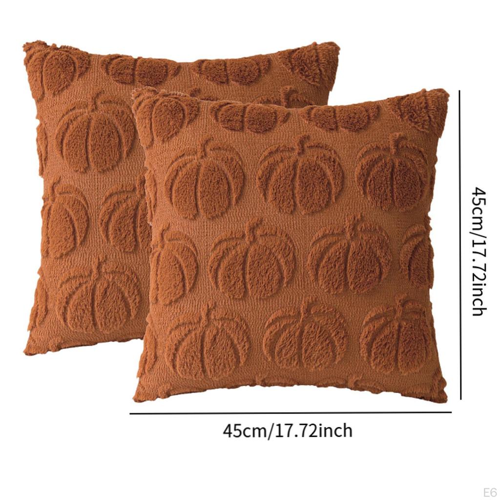 2Pcs Pumpkin Pillow Covers Cushion Cover Home Decor Embroidered Fall Throw Case Pillowcase