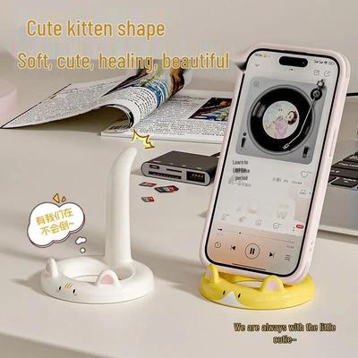 Neuankömmling: Niedlicher Kätzchenständer - Kreatives Desktop-Ornament & Handyhalter für Binge-Watching am Bett
