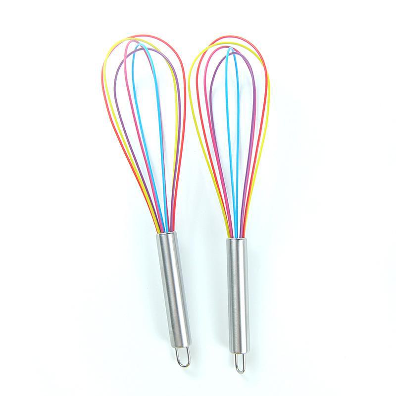 Frusta colorata in silicone con manico in acciaio inossidabile - Disponibile in 8, 10, 12 pollici